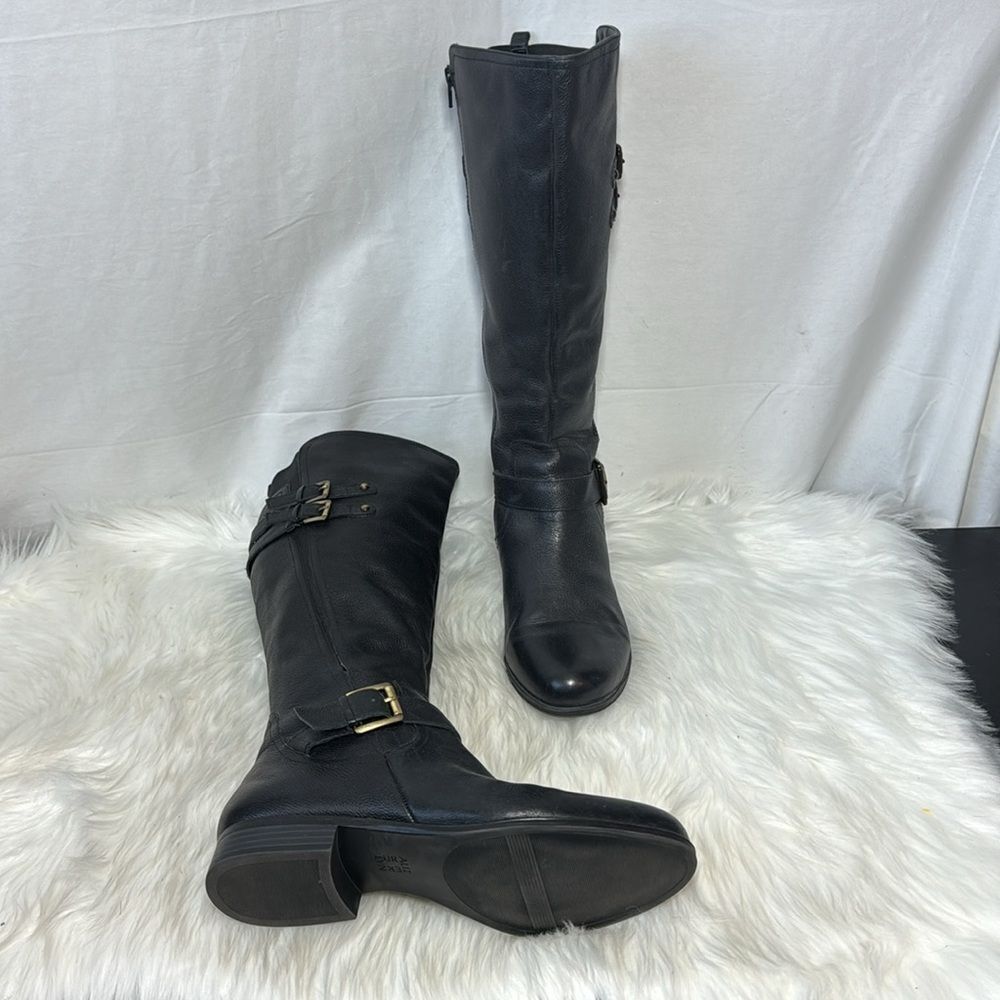 Naturalizer Jessie Black Leather Riding Boots Sz 12‎ WIDE WIDTH - Picture 2 of 7